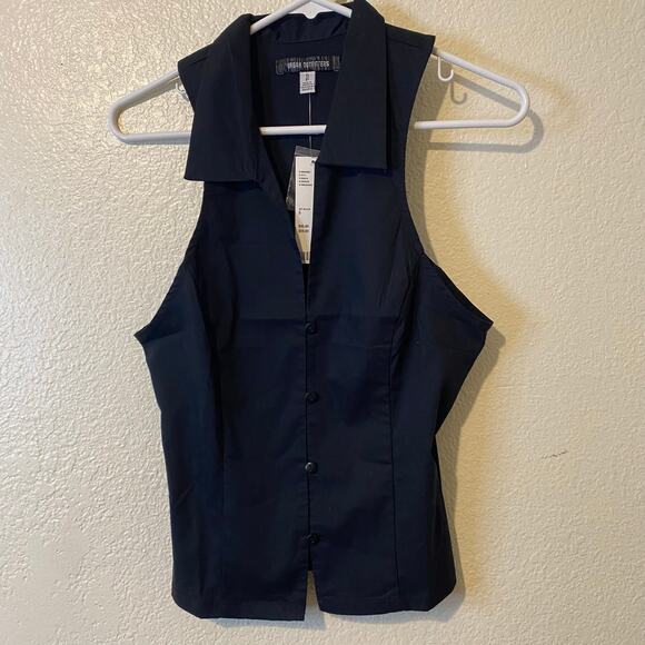 Urban Outfitters Black Party Girl Collared Top Size Small NWT - Picture 2 of 7